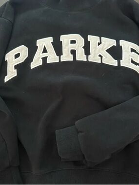 Black Sweatshirt with White 'PARKER' Applique